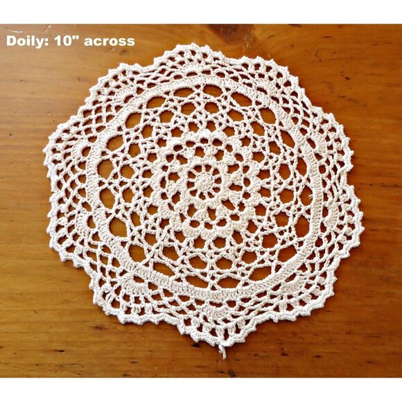 3 Doilies Doily Crocheted Doily Ecru Vintage Doilies B214 - Picture 3 of 4